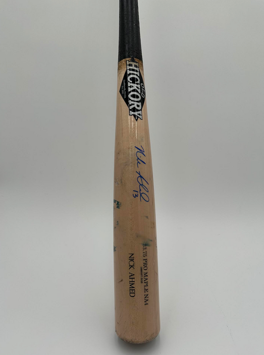 Arizona Diamondbacks Nick Ahmed Game Used Autographed Old Hickory Bat