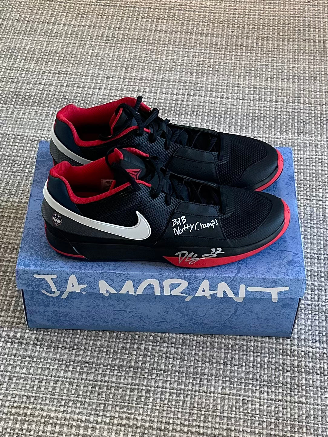 AUCTION: Donovan Clingan Autographed Nike Ja Morant 1 UConn PE