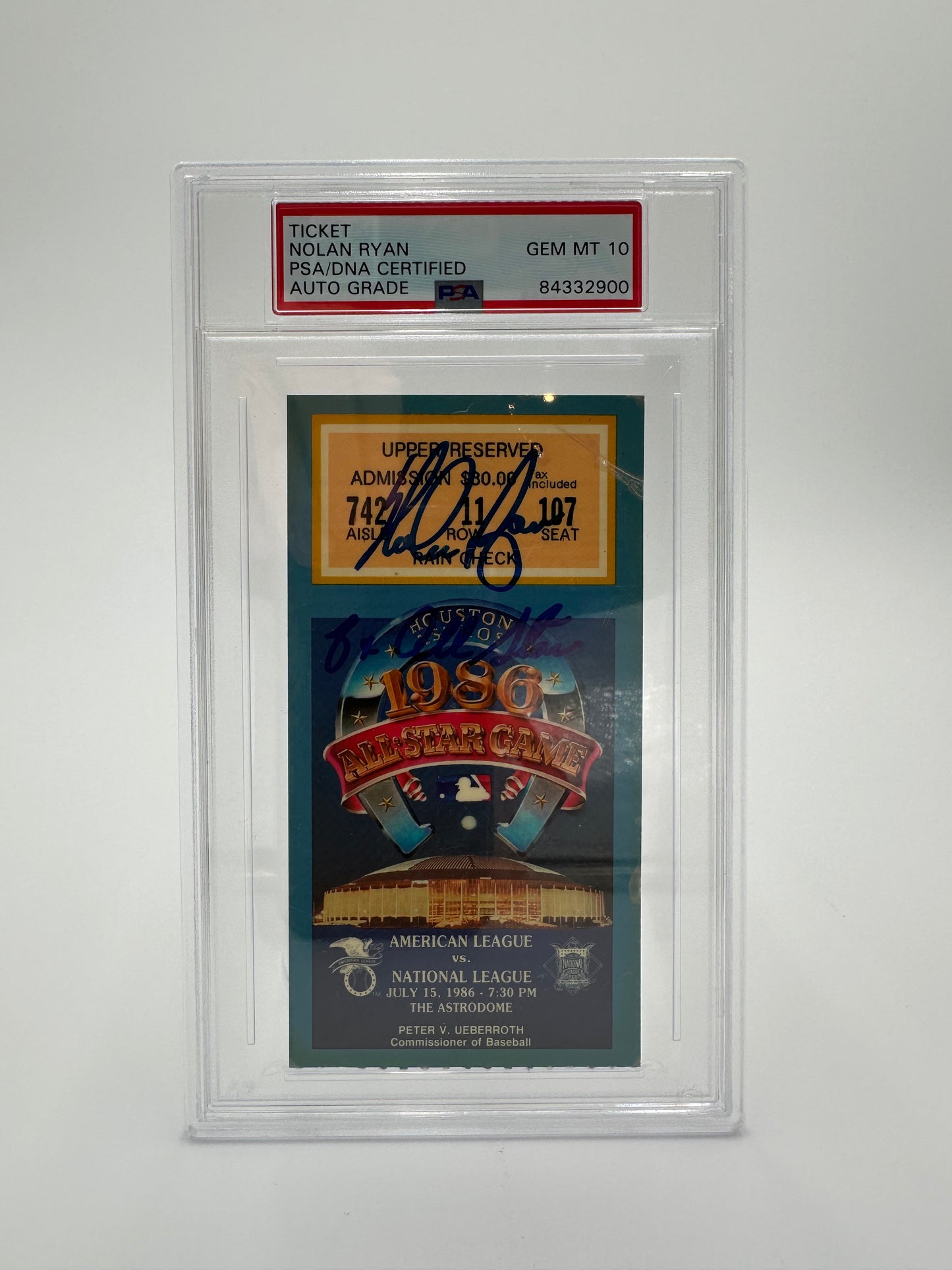 Nolan Ryan Autographed 1986 All-Star Game Ticket